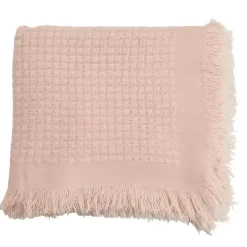 Pink Waffle Weave Throw Blanket