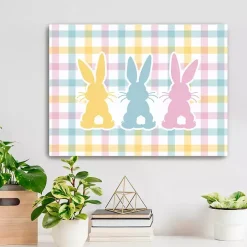 Plaid Bunny Trio Canvas Art Print