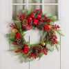 Plaid Ribbon and Ornament Christmas Wreath