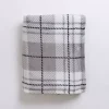 Plush Gray Box Plaid Throw