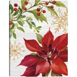Poinsettia and Holly Canvas Art Print