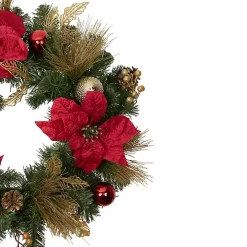 Poinsettia and Ornament Wreath
