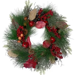 Pomegranate Berry Burlap Harvest Wreath