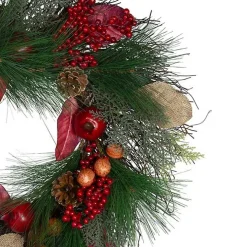 Pomegranate Berry Burlap Harvest Wreath