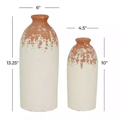 Porcelain and Terracotta Textured Vases, Set of 2