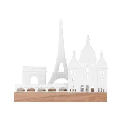 Porcelain and Wood Paris Tealight Candle Holder