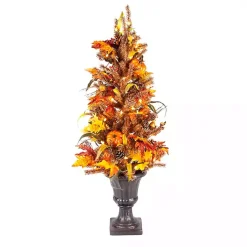 Pre-Lit Fall Foliage Pumpkin Topiary