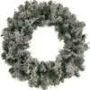 Pre-lit Flocked Artificial Pine Wreath
