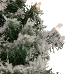 Pre-lit Flocked Artificial Pine Wreath