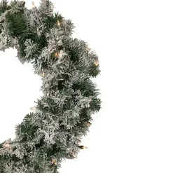 Pre-lit Flocked Artificial Pine Wreath