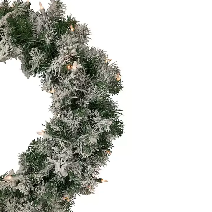 Pre-lit Flocked Artificial Pine Wreath
