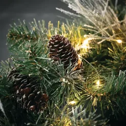 Pre-Lit Flocked Mixed Pine and Pinecone Garland
