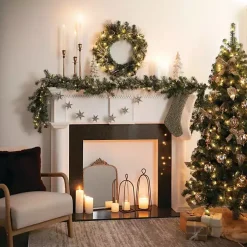 Pre-Lit Frosted Pine and Pinecone Christmas Wreath