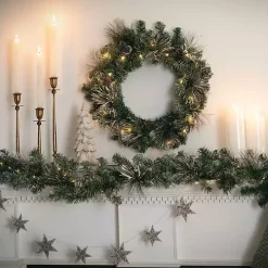 Pre-Lit Frosted Pine and Pinecone Christmas Wreath