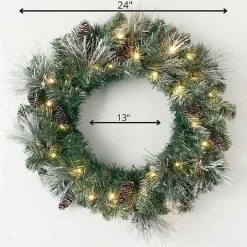 Pre-Lit Frosted Pine and Pinecone Christmas Wreath
