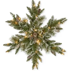 Pre-Lit Frosted Pine Christmas Snowflake Wreath