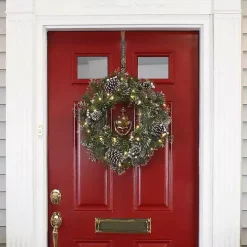 Pre-lit Frosted White Berry and Pinecone Wreath