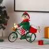 Pre-Lit Moving Christmas Elf Bicycle Figurine