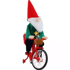 Pre-Lit Moving Christmas Gnome Bicycle Figurine