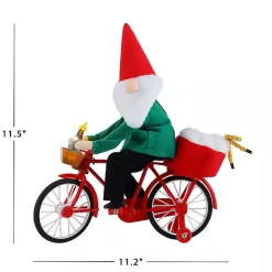 Pre-Lit Moving Christmas Gnome Bicycle Figurine