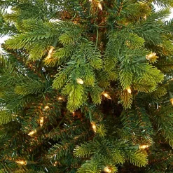 Pre-Lit North Carolina Fir Tree in Red Planter