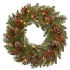 Pre-Lit Pine Cone Bristle Berry Christmas Wreath