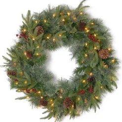 Pre-lit Real Touch Pine and Berry Wreath
