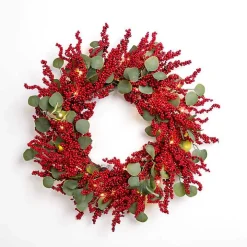 Pre-lit Red Berry and Eucalyptus Wreath