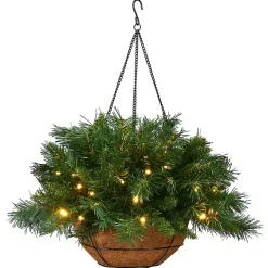 Pre-Lit Tiffany Fir Christmas Hanging Basket