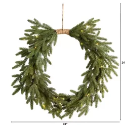 Pre-Lit Twine Bound Pine Branch Wreath
