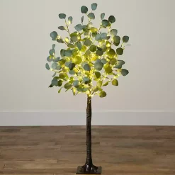 Pre-Lit Warm LED Eucalyptus Plant, 4 ft.