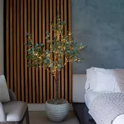 Pre-Lit Warm LED Olive Tree, 5 ft.