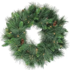 Pre-Lit White Valley Pine Wreath