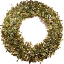 Pre-Lit Wintery Pine Christmas Wreath
