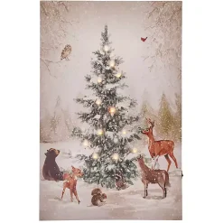 Pre-Lit Woodland Christmas Tree Canvas Art Print