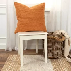 Pumpkin Orange Subtle Striped Oversized Pillow