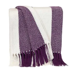 Purple Chalet Striped Fringe Throw