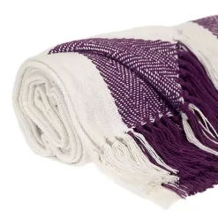 Purple Chalet Striped Fringe Throw