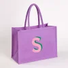 Purple Monogram S Jute Tote Bag