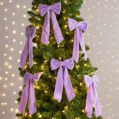 Purple Velvet Bow 6-pc. Ornament Set, 12 in.