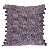 Purple Woven Pom Pom Pillow