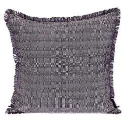 Purple Woven Stripes Fringe Pillow