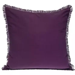 Purple Woven Stripes Fringe Pillow