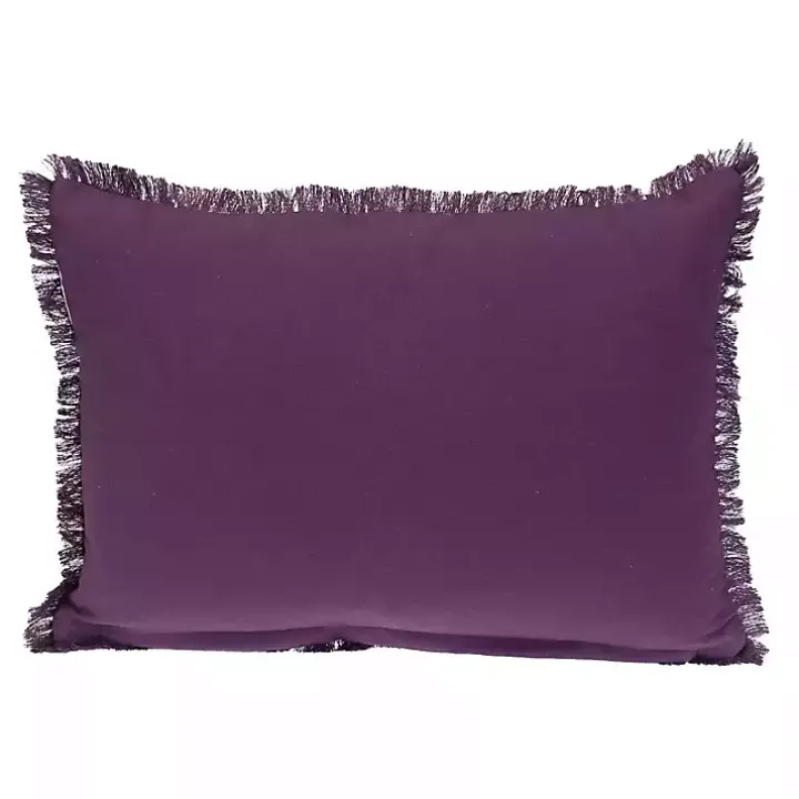 Purple Woven Stripes Fringe Lumbar Pillow
