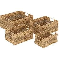 Rectangular Baskets with Metal Handles, Set of 4