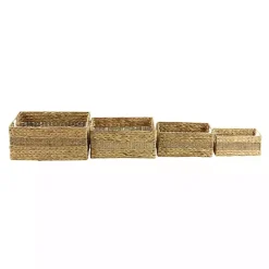 Rectangular Baskets with Metal Handles, Set of 4