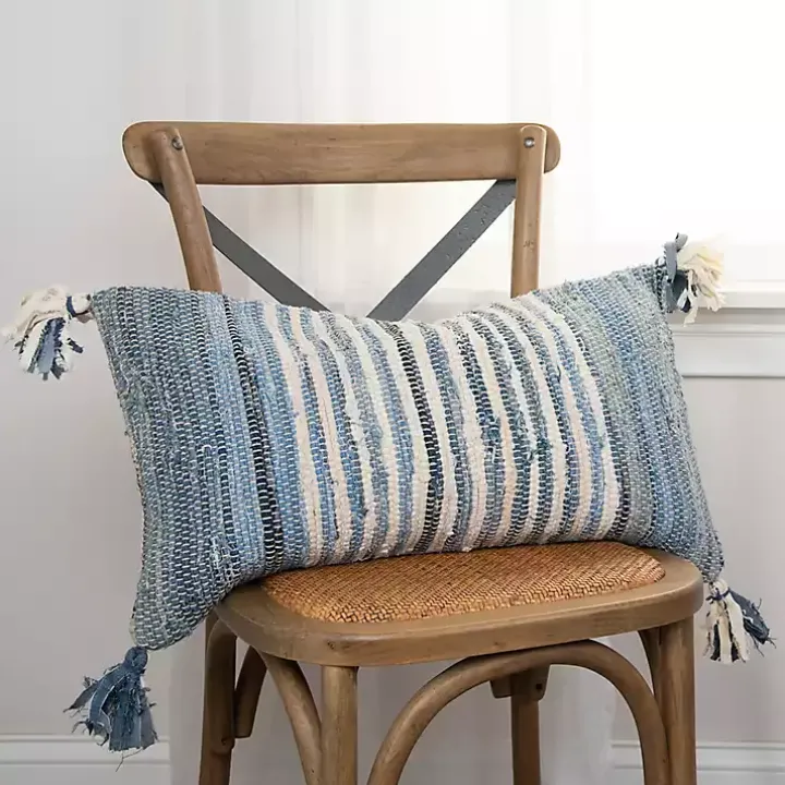 Recycled Denim Stitched Lumbar Pillow