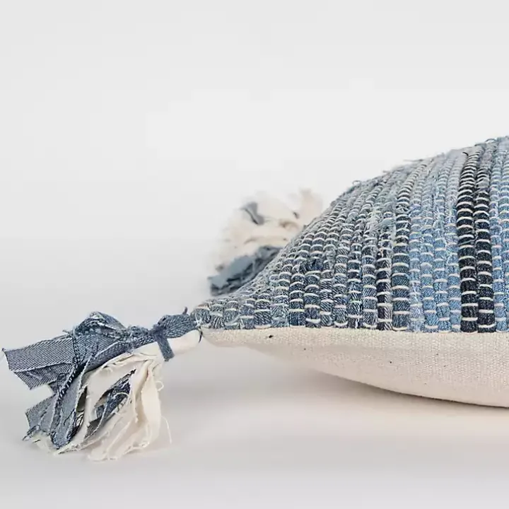 Recycled Denim Stitched Lumbar Pillow