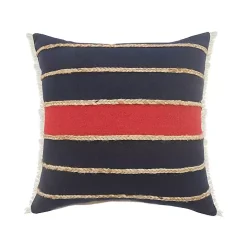 Red & Navy Nautical Rope Throw Pillow, 24x24