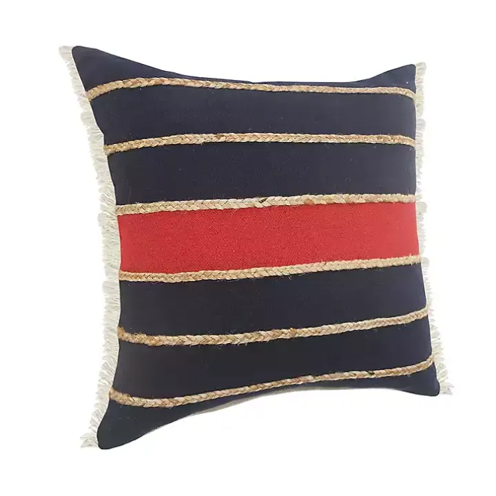 Red & Navy Nautical Rope Throw Pillow, 24x24